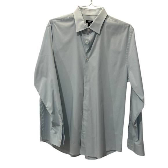 Express Slim Solid Stretch Modern Tech 1MX Dress Shirt Light Blue Large - Picture 1 of 6